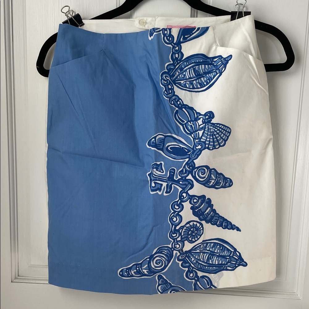 Lilly Pulitzer Blue and White Shell Skirt